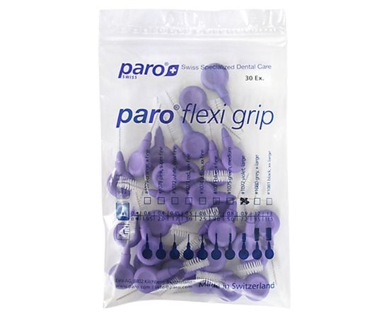 Міжзубні щітки paro® FLEXI-GRIP, великі, фіолетові, циліндричні (Ø щітки 7.2 мм, ДОО* 2.1 мм), 1уп. х 30 шт. | Зображення 1