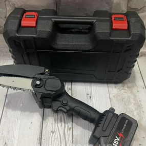 Mini Electric Chain Saw1 у валізі з акумулятором. Акумуляторна ланцюгова міні-пила для обрізки дерев 48V   знижка