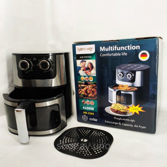 Аерогриль Rainberg RB-2269 4200Вт аерофритюрниця безмасляна для приготування без олії 8л | Зображення 1
