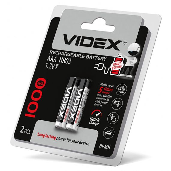 Акумулятори Videx HR03/AAA 1000mAh double blister/2шт | Зображення 1