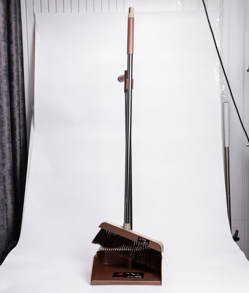 Набір віник та совок на довгій ручці для підлоги 27×25×103 (см) щітка віник для прибирання Коричневий HP-35015-11BR | Зображення 3