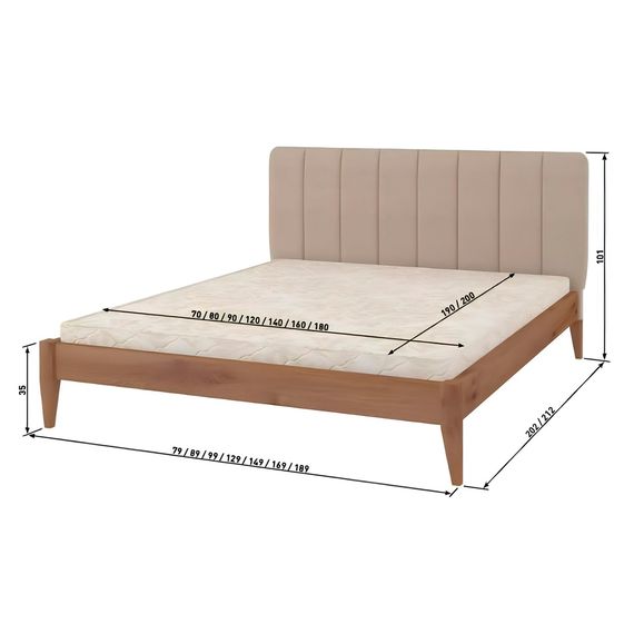 Двоспальне дерев&#039;яне ліжко Mebigrand Лондон ДК Коричневий (RAL8025)/Аляска 93 (Сірий) Б1 140х200 см (MBG-6805) | Зображення 2