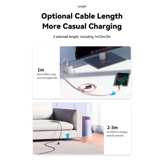 Дата кабель USB 2.0 AM to USB-C 3.0m 100W black Essager (EXC7A-WLC01-P) | Зображення 7