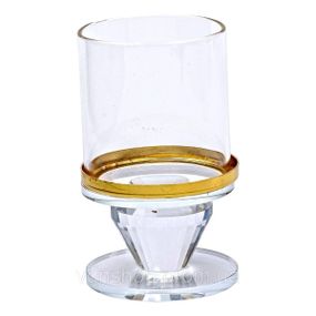 Підсвічник скляний на ніжці з золотою окантовкою 6×10 см підсвічник келих декоративний прозорий HP-4-32S
