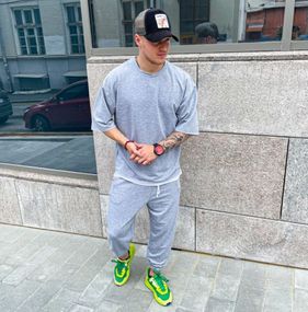 Мужской летний спортивный костюм в стиле оверсайз штаны + футболка FD201 цвет серый, размер XL