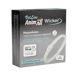 Нашийник від бліх та кліщів для собак та котів AnimAll VetLine Wicker, 70 см, білий