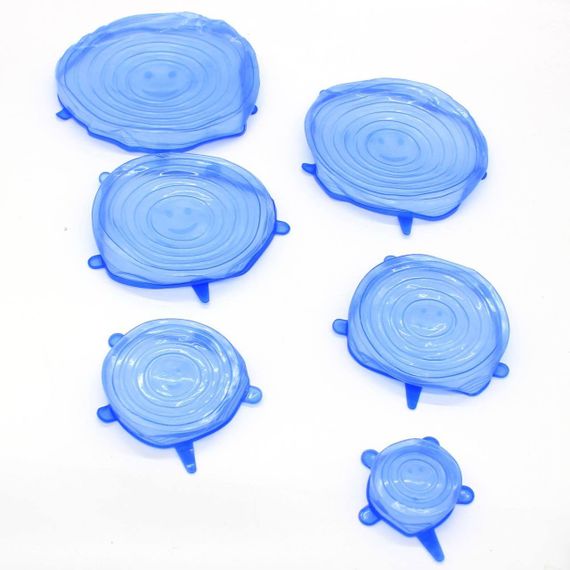 Набор силиконовых крышек 6 шт, Silicon Cap, цвет Рандом / Универсальные многоразовые крышки для посуды / | Зображення 9