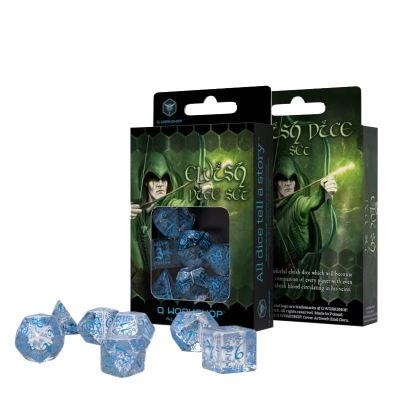 Набір кубиків для настільних ігор Q-Workshop Elvish Translucent blue Dice Set (7 шт) (SELV11) | Зображення 1