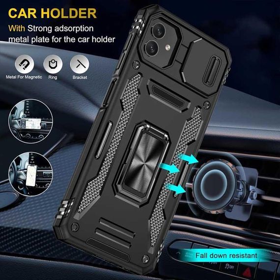 Ударопрочный чехол Camshield Army Ring для Samsung Galaxy A07 Черный / Black | Зображення 3