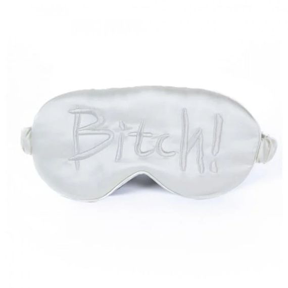 Маска на очі з написом Bitch! від UPKO, шовкова, White