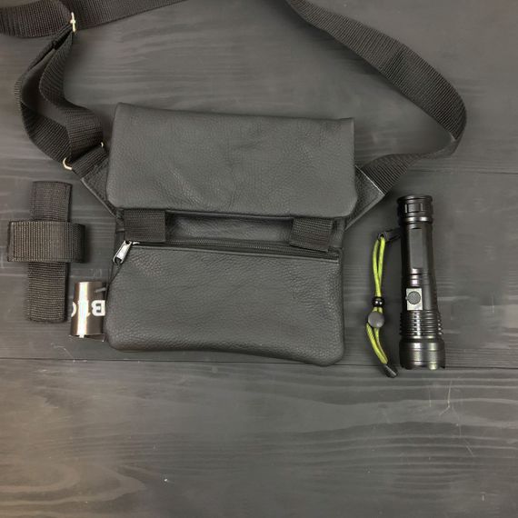 Набор 2В1. Кожаная сумка с кобурой + фонарик профессиональный POLICE BL-X71-P50 | Зображення 1