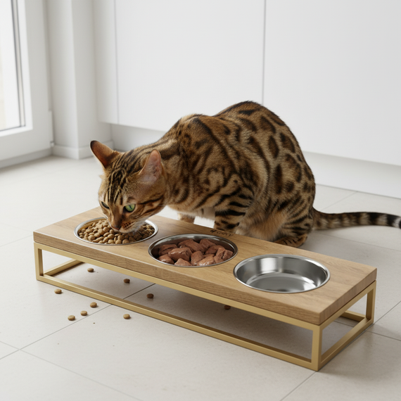 Миски на подставке для котов и маленьких собак Hollky Base Bar (3 × 0,45 л) Bar-54187-GLNT | Зображення 1