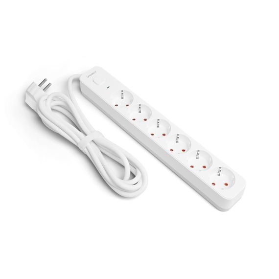 Мережевий подовжувач VIDEX ONCORD з/з 6п 3м (3x1.5мм) з кнопкою White | Зображення 1
