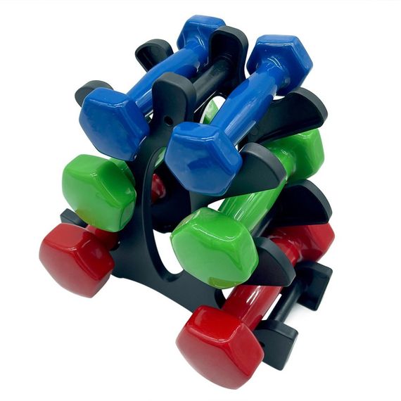 Набір вінілових гантелей на підставці Vinyl Dumbbell Set NE-VIN-124, 2 шт по 1 кг, 2 кг, 3 кг | Зображення 3