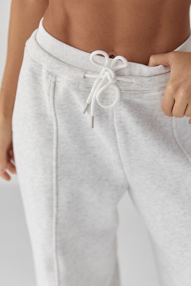 Спортивні штани палаццо з накладною кишенею - світло-сірий цвет, L (є розміри) | Зображення 3