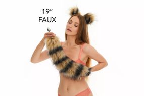 Анальный меховый хвост енота без пробки, OKOVA, 50 см. Sex Aura