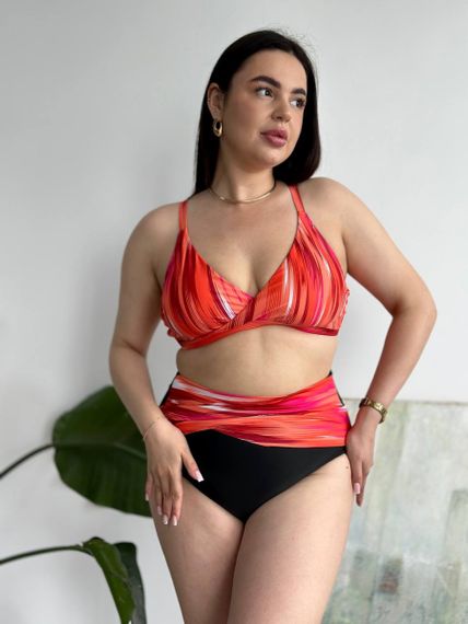 Роздільний помаранчевий купальник PLUS SIZE  з високими трусиками та утяжкою | Зображення 5