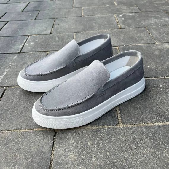 Мужские серые лоферы из натуральной замши 42 размер | Зображення 1