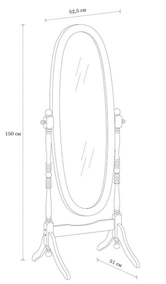 Зеркало напольное овальное Onder Mebli MS-8007-BK, деревянная рама, вращающееся | Зображення 5