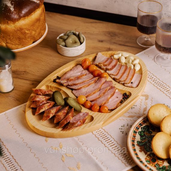 Менажница деревянная 40х25 см овальная на 3 секции, ясень T24W250 | Зображення 3