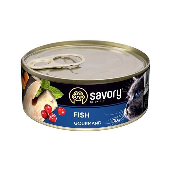 Вологий корм Savory Adult Fish для дорослих вибагливих котів, риба 100г