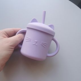 Поїльник котик дитячий з трубочкою силіконовий