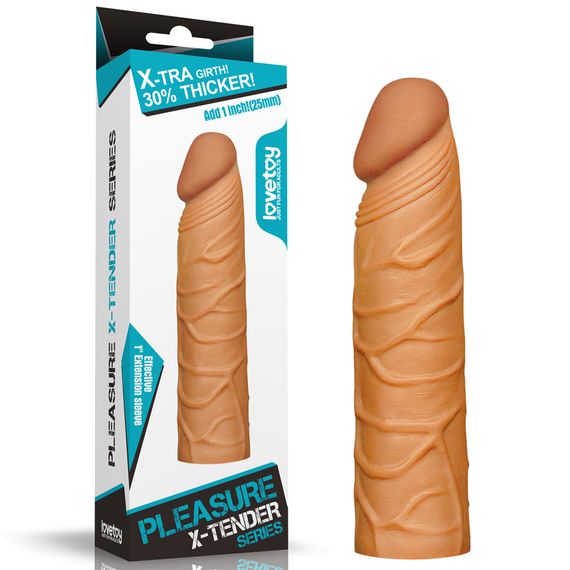 Насадка на член - Pleasure X-Tender Penis Sleeve Add 1" Brown sexstyle
