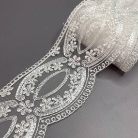 (#71) Мереживо на сітці з органзи 8 см - молочний