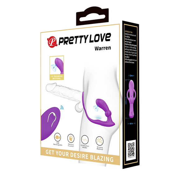 Вібромасажер простати з ерекційним кільцем і пультом ДУ Pretty Love - Warren Purple, BI-040162W-1 Sex Aura | Зображення 9