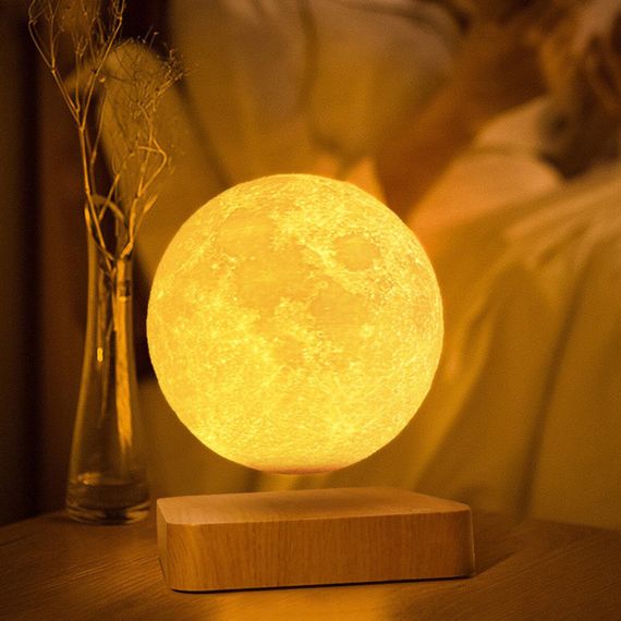 Магнітна левітаційна лампа HCNT Levitating Lamp Moon Light Wood Grain | Зображення 3