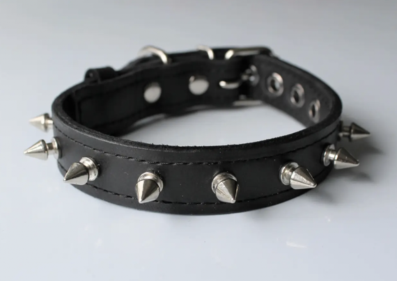 Кожаный ошейник для средних пород собак "Lockdog" с шипами black | Зображення 1