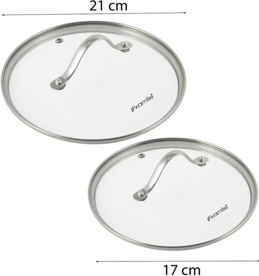 Набір 2 каструлі Kamille Fine Silver Pen 2.1л і 3.7л з нержавіючої сталі зі скляними кришками | Зображення 5