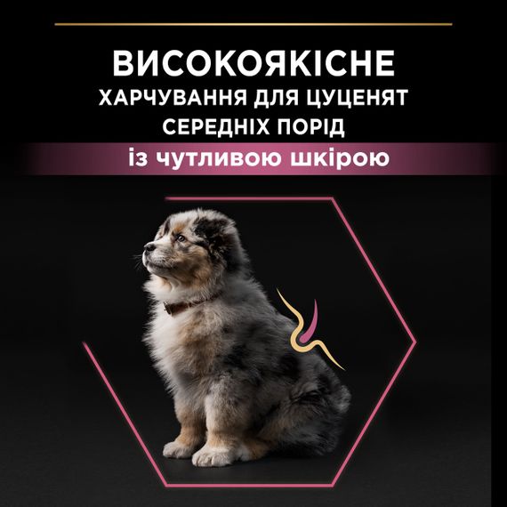Сухий корм для цуценят середніх порід з лососем Purina Pro Plan Puppy Medium Sensitive Skin 12 кг | Зображення 2