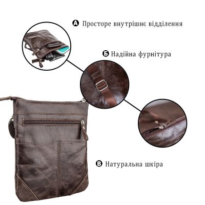 Сумка Shvigel Из натуральной кожи Коричневая (11136) | Зображення 3