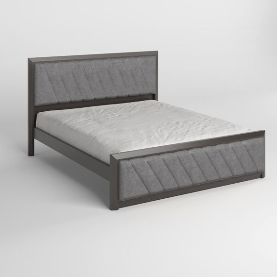 Полуторне дерев&#039;яне ліжко Mebigrand Барселона Б6 Графітовий (RAL9011)/Аляска 93 (Сірий) 120х190 см (MBG-14440) | Зображення 1