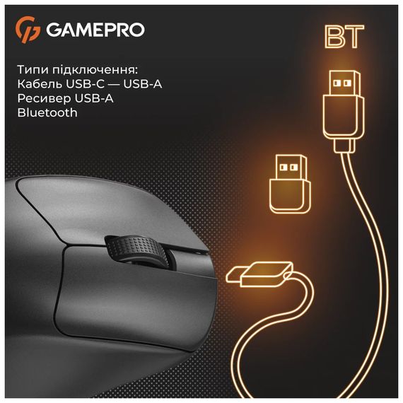 Мишка GamePro Genesis Avenger Wireless/Bluetooth/USB Black (GM096B) | Зображення 1