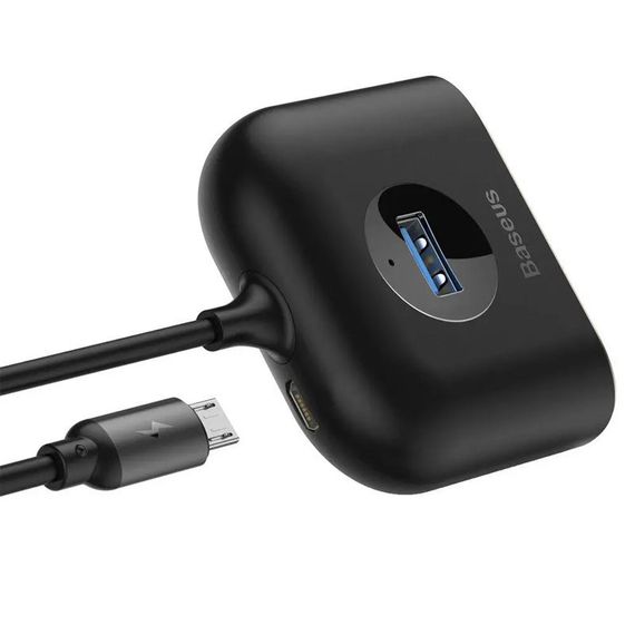 Переходник HUB Baseus Square round 4-in-1 UBS3.0 1m (CAHUB-AY) Black | Зображення 3