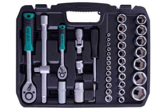 Набор насадок (инструментов) торцевых c трещоткой CrV 1/4, 1/2 (72Т) (94шт) | Зображення 1