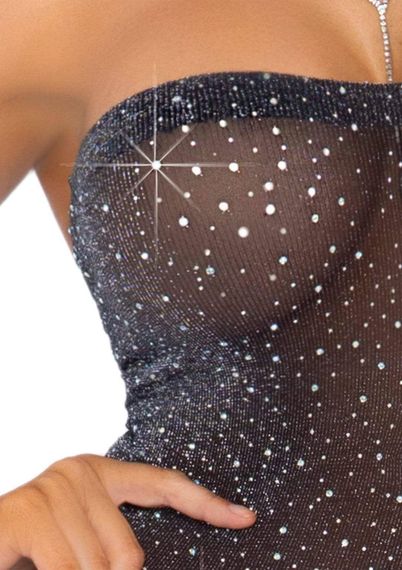 Коротка прозора сукня з люрексом та стразами Leg Avenue Shimmer Sheer rhinestone tube dress Onr Size | Зображення 4