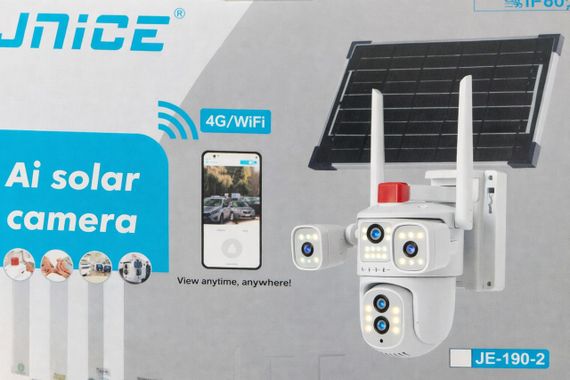 Відеокамера 4G IP66 4G 12mp (JE-190-2)  4 екранні 360-градусні камери IP-камера чотири об'єктиви Біла | Зображення 1