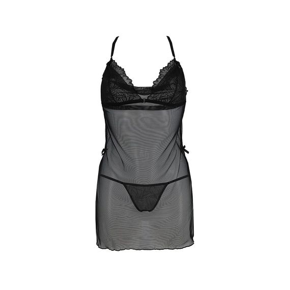 Сорочка Passion DELIENA CHEMISE L/XL black, стрінги із заниженою талією | Зображення 2