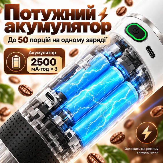 Портативна кавоварка 3 в 1 KF-JN-02 акумуляторна для капсул і меленої кави, з підігрівом води, USB Type-C, біла | Зображення 9