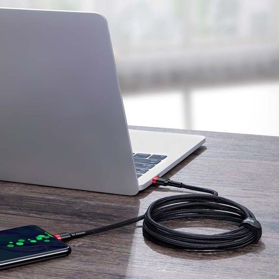 Дата кабель Baseus Cafule Type-C to Type-C PD2.0 100W (2m) (CATKLF-AL) Red / Black | Зображення 4