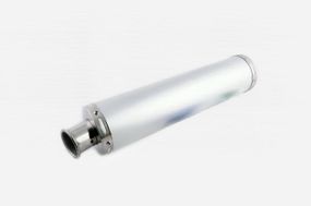 Глушник тюнінг мото 420 * 100mm, кріплення Ø78mm нержавейка срібло без кріплень