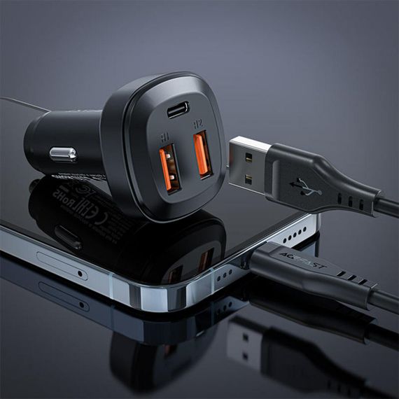 Автомобільний зарядний пристрій ACEFAST B9 66W(2USB-A+USB-C) three port metal car charger | Зображення 5
