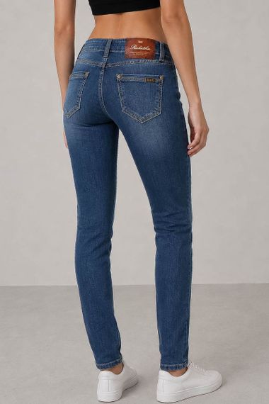 Джинси жіночі однотонні Slim fit, колір синій, 244RA601 | Зображення 3