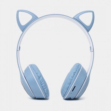 Беспроводные наушники с кошачьими ушками и RGB подсветкой Cat VZV 23M. Цвет: голубой | Зображення 3