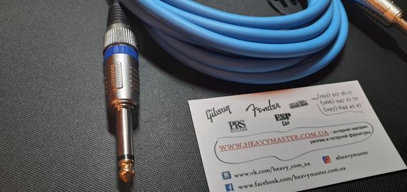 Гітарний дріт 1/4 інструментальний елітний професійний безшумний кабель для електрогітари 3 м блакитний | Зображення 3