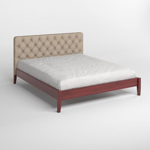 Двоспальне дерев&#039;яне ліжко Mebigrand Рим ДК Махонь/Аляска 23 (Бежевий) Б3 140х200 см (MBG-5049) | Зображення 1