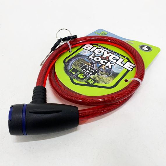 Замок велосипедний KIHUU LOCK 187, 12*80 тросовий, 2 ключі. Колір: червоний TF-20 | Зображення 2